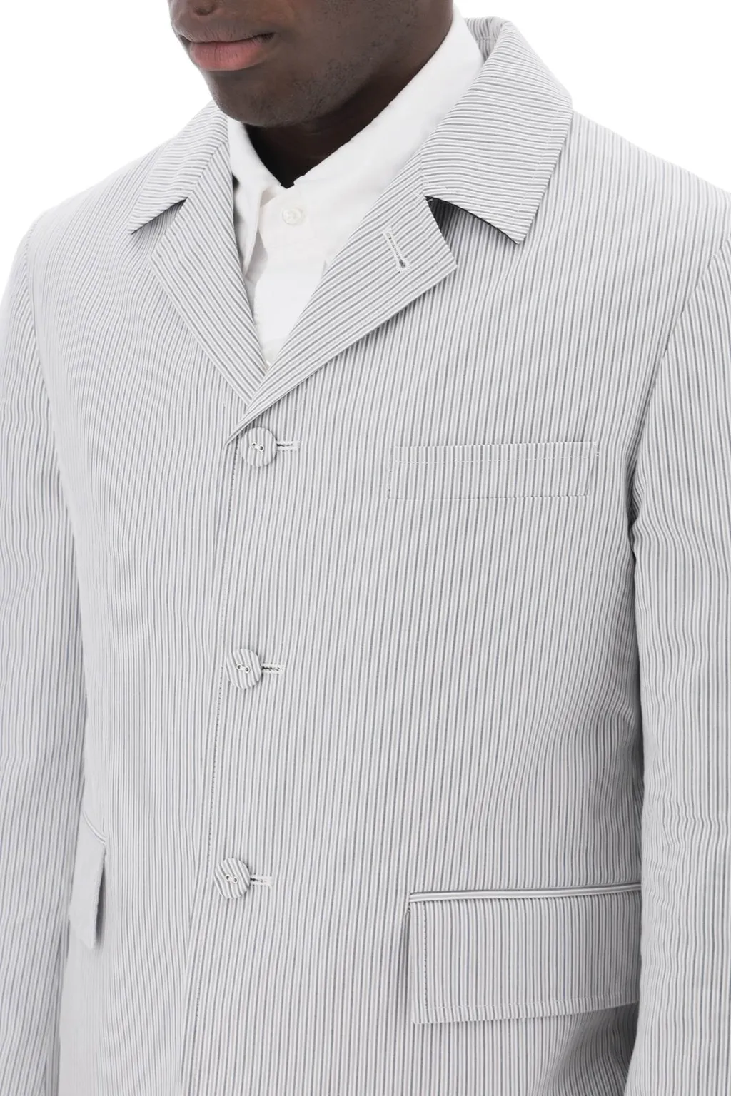 Single Breasted Striped Deconstructed Jacket