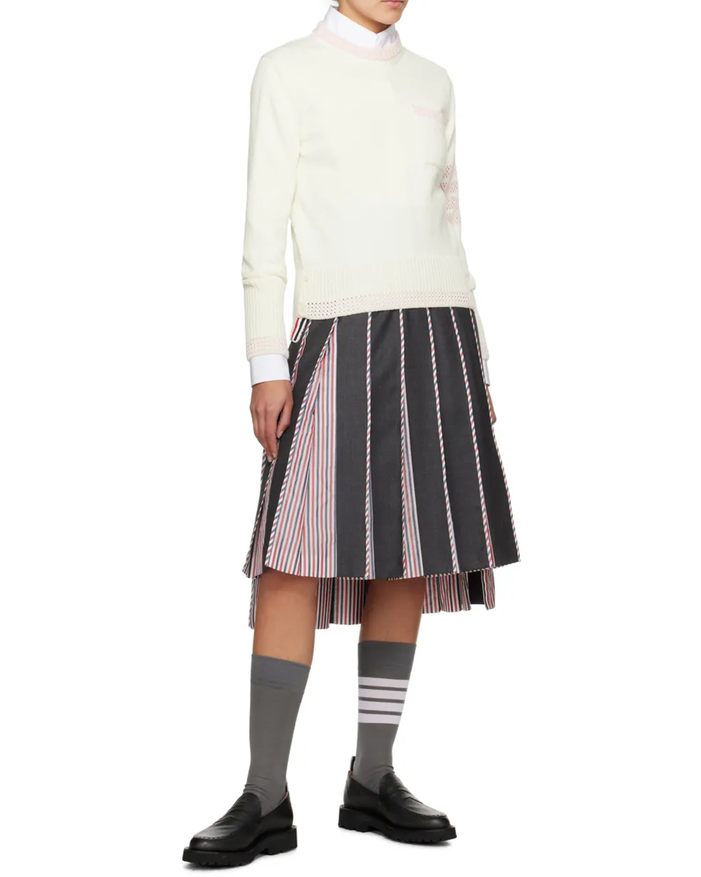 Rwb-Print Pleated Midi Skirt