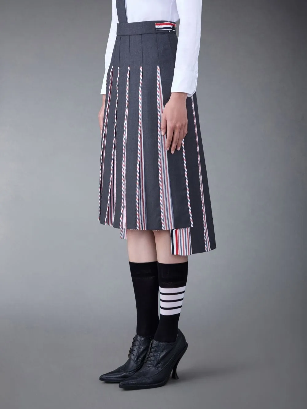 Rwb-Print Pleated Midi Skirt