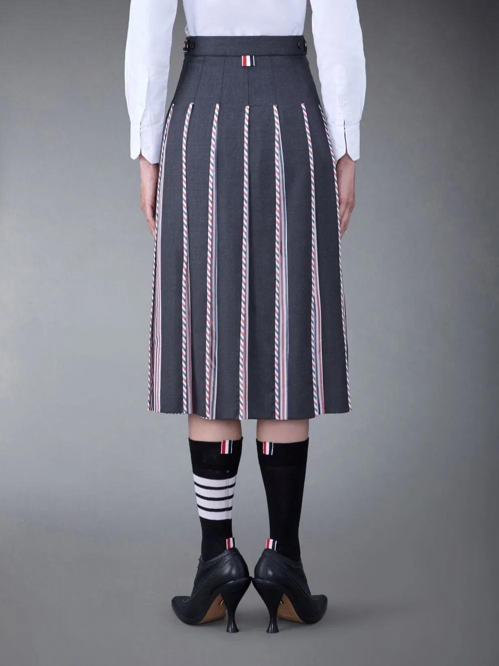 Rwb-Print Pleated Midi Skirt