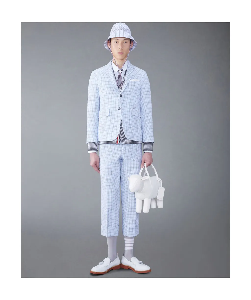Check-Pattern Single-Breasted Blazer