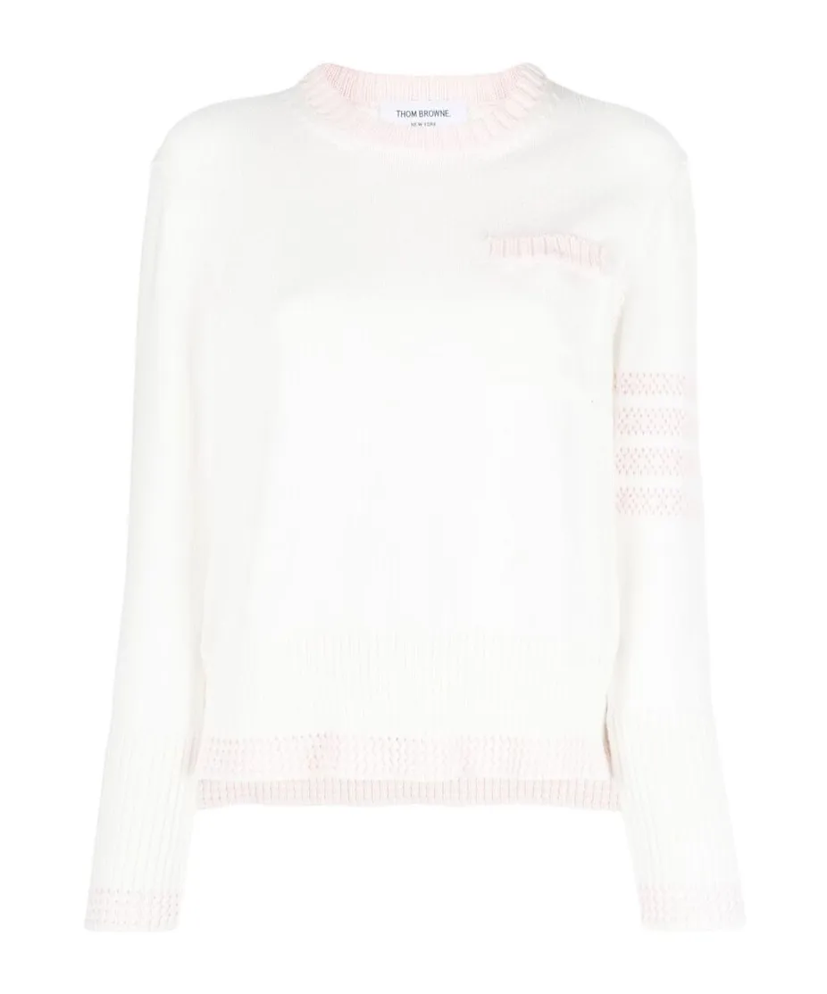 4-Bar Striped Crewneck Knitted Jumper