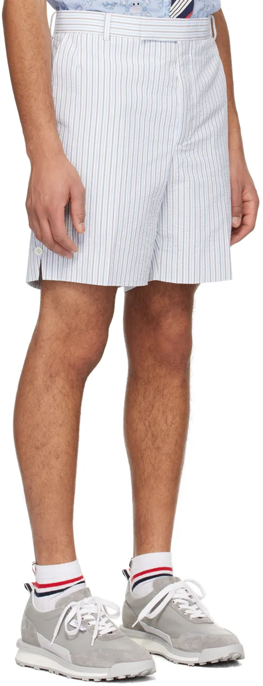 Logo Tag Striped Seersucker Shorts