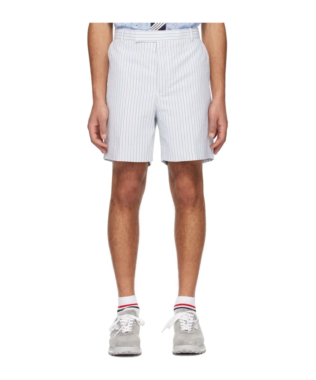 Logo Tag Striped Seersucker Shorts