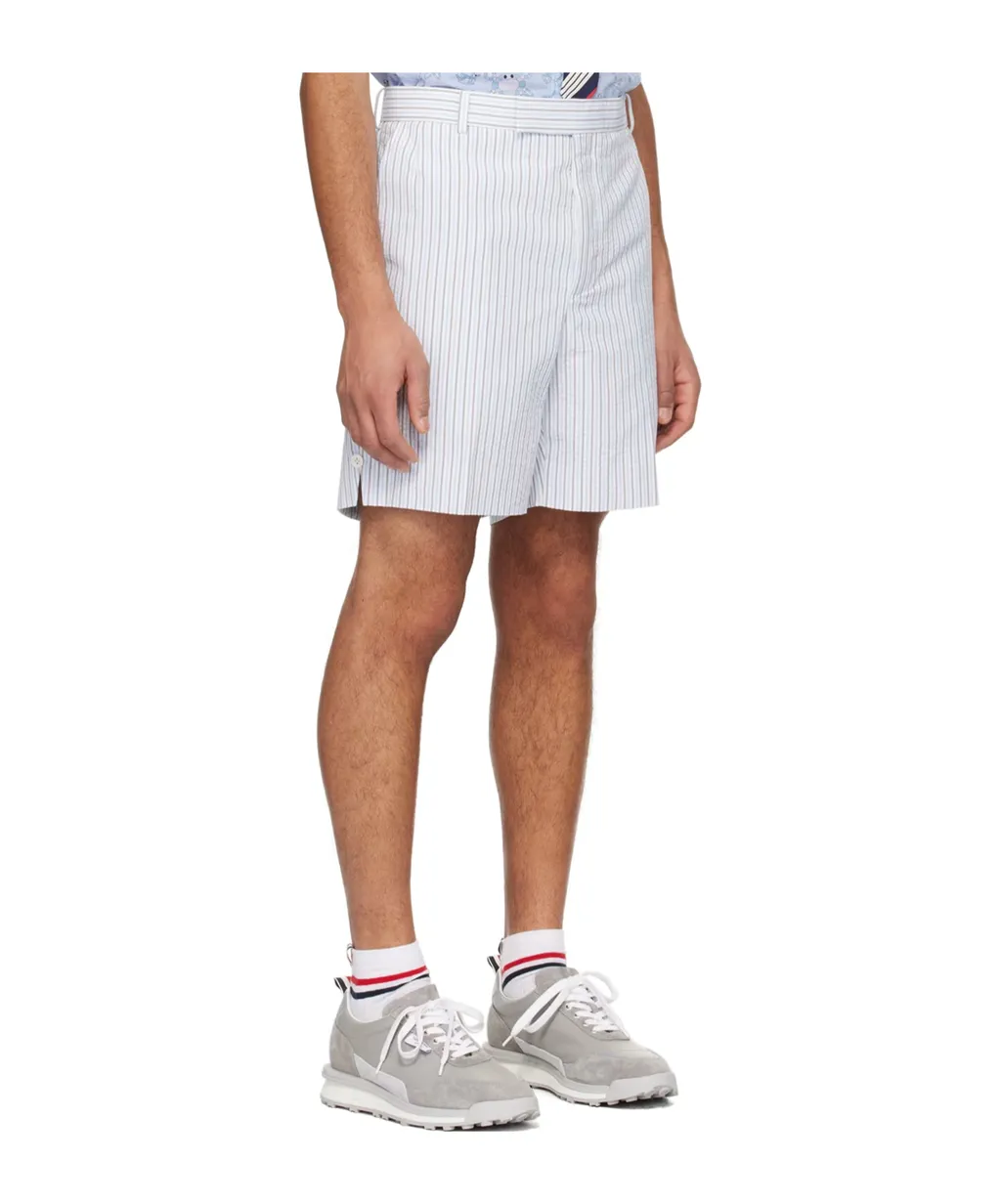 Logo Tag Striped Seersucker Shorts
