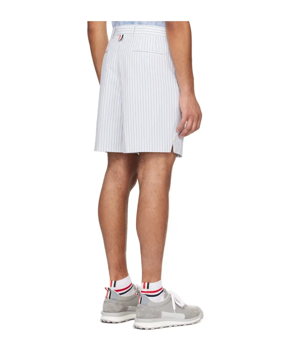 Logo Tag Striped Seersucker Shorts