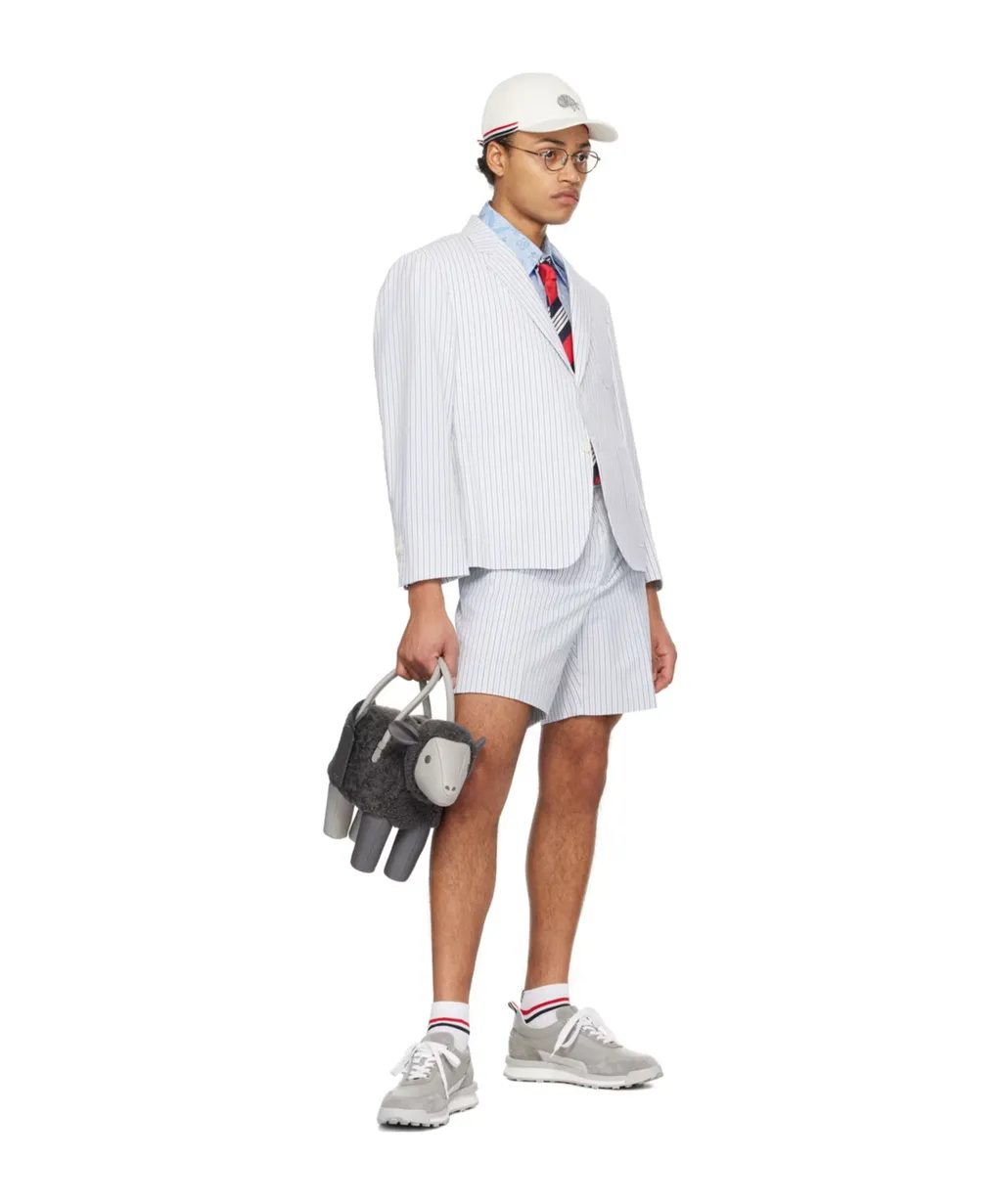 Logo Tag Striped Seersucker Shorts