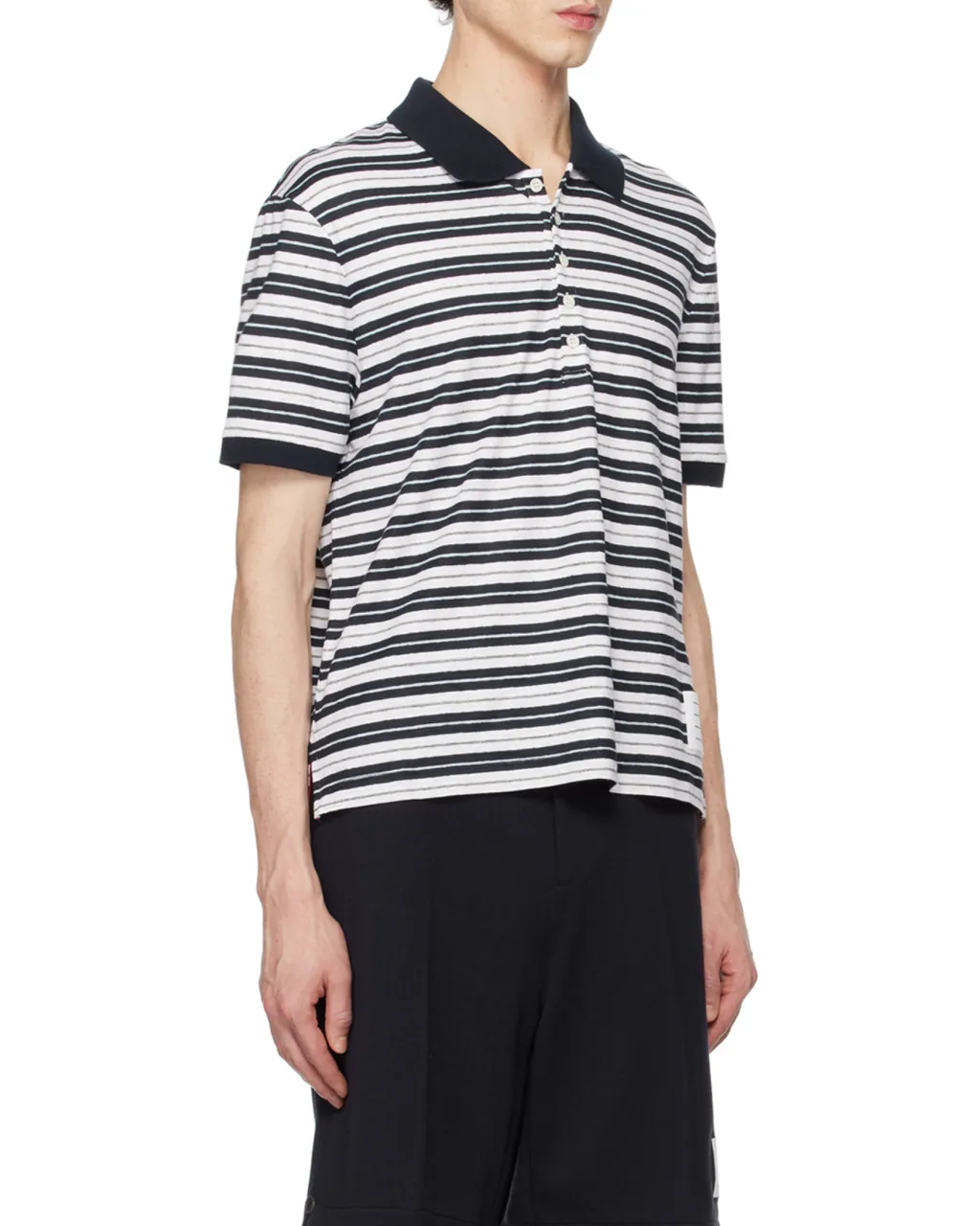 Striped Short-Sleeved Polo Shirt