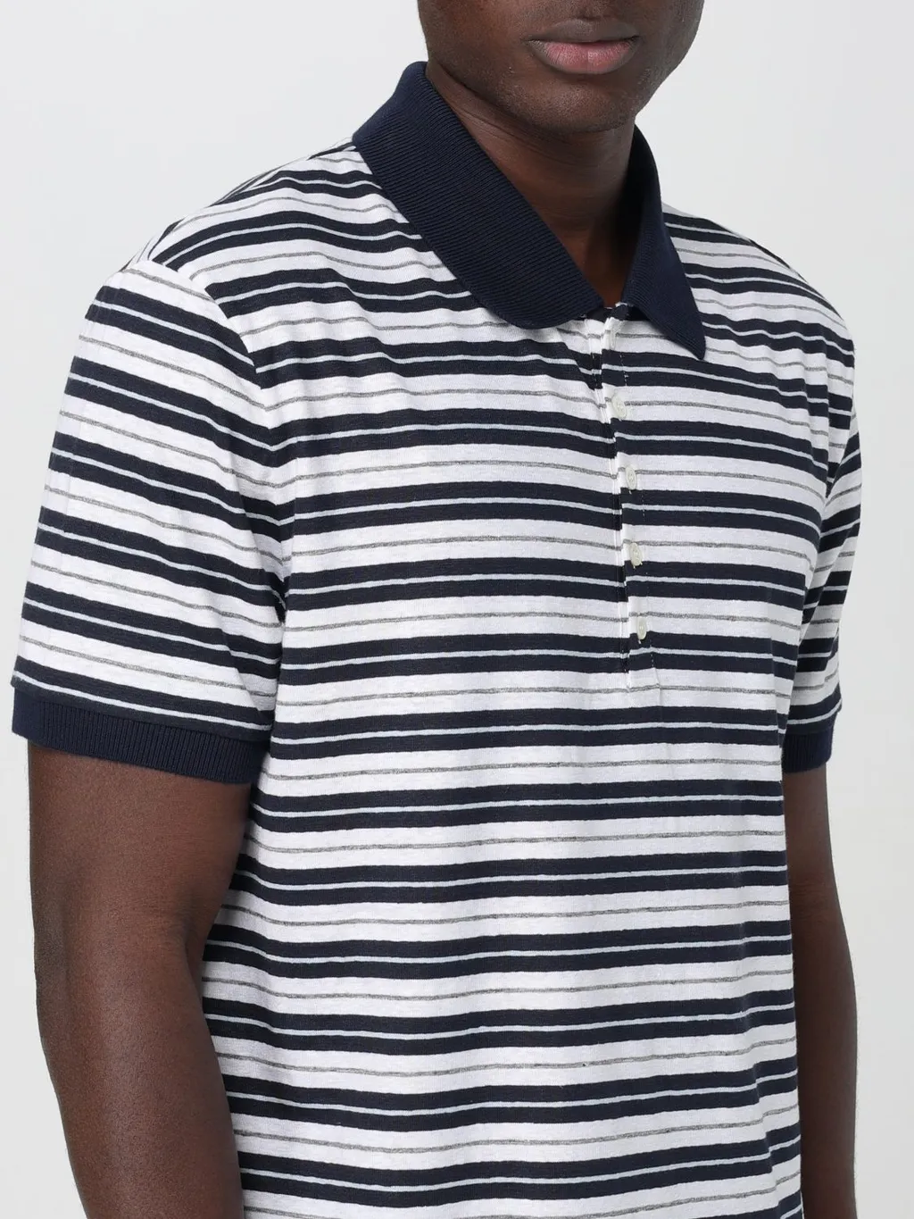 Striped Short-Sleeved Polo Shirt