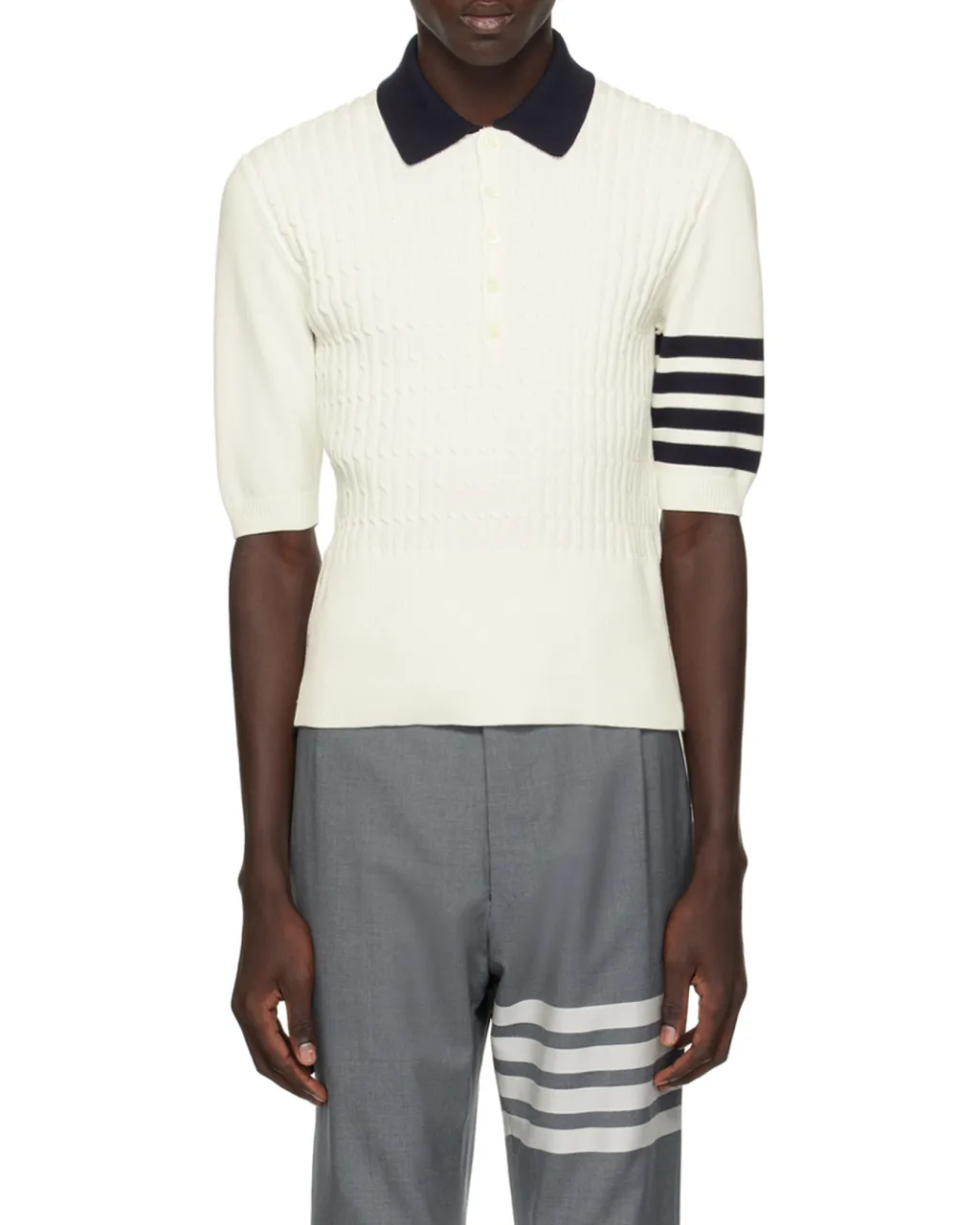 4-Bar Intarsia-Knit Polo Shirt
