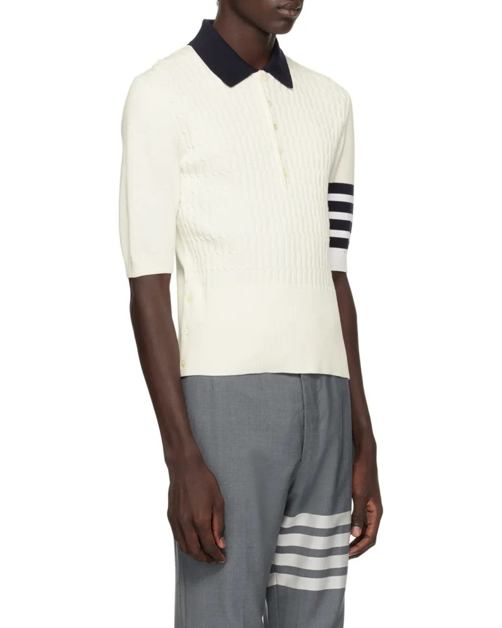 4-Bar Intarsia-Knit Polo Shirt