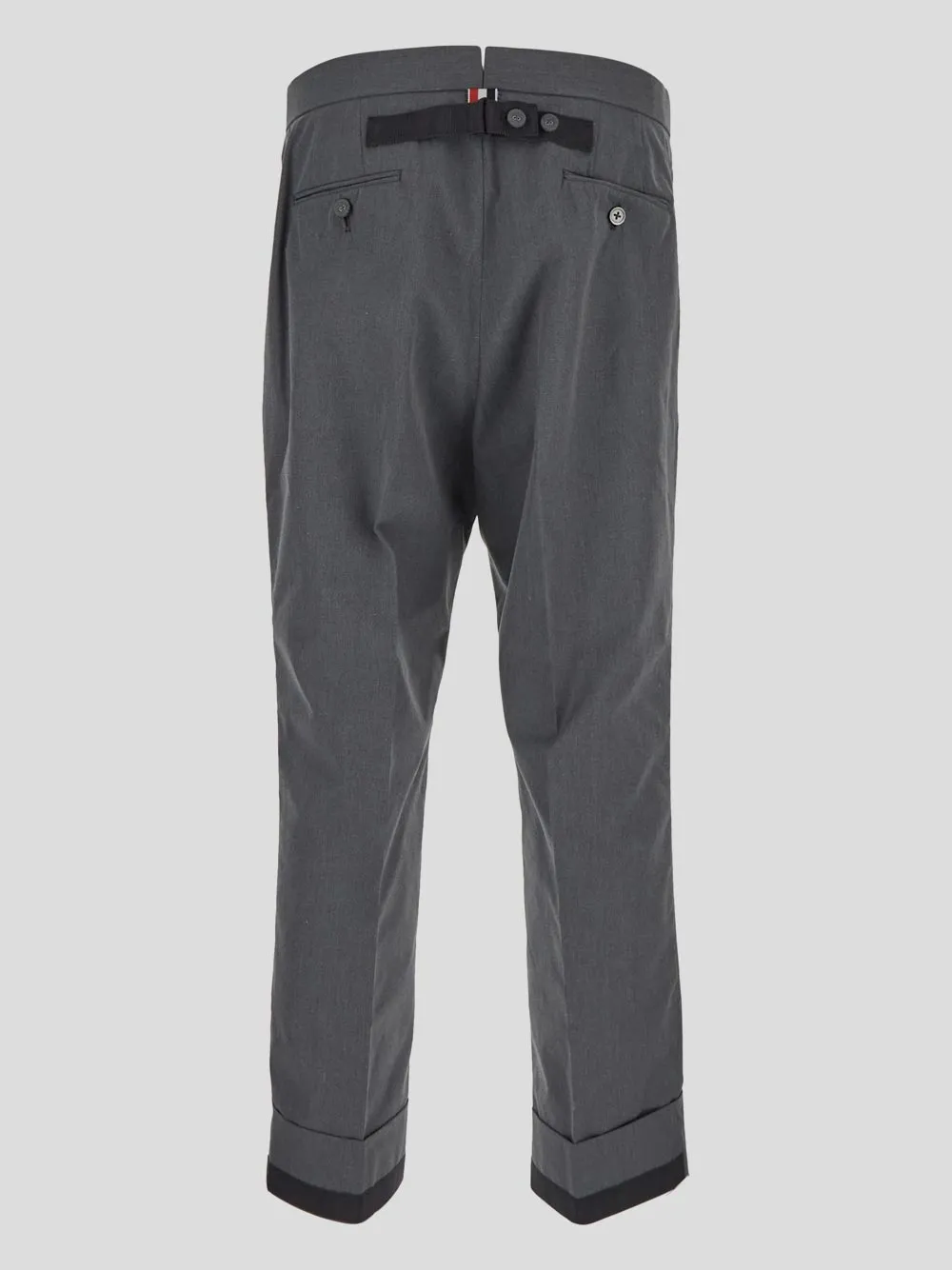 Straight Leg Turn-Up Hem Trousers