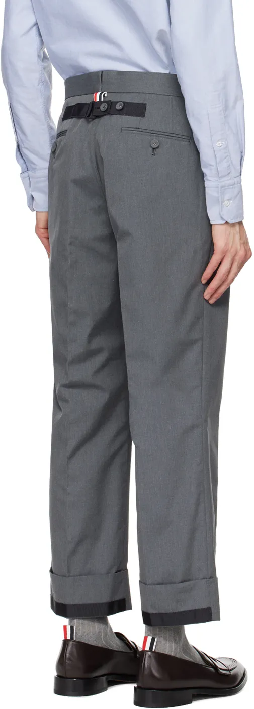 Straight Leg Turn-Up Hem Trousers