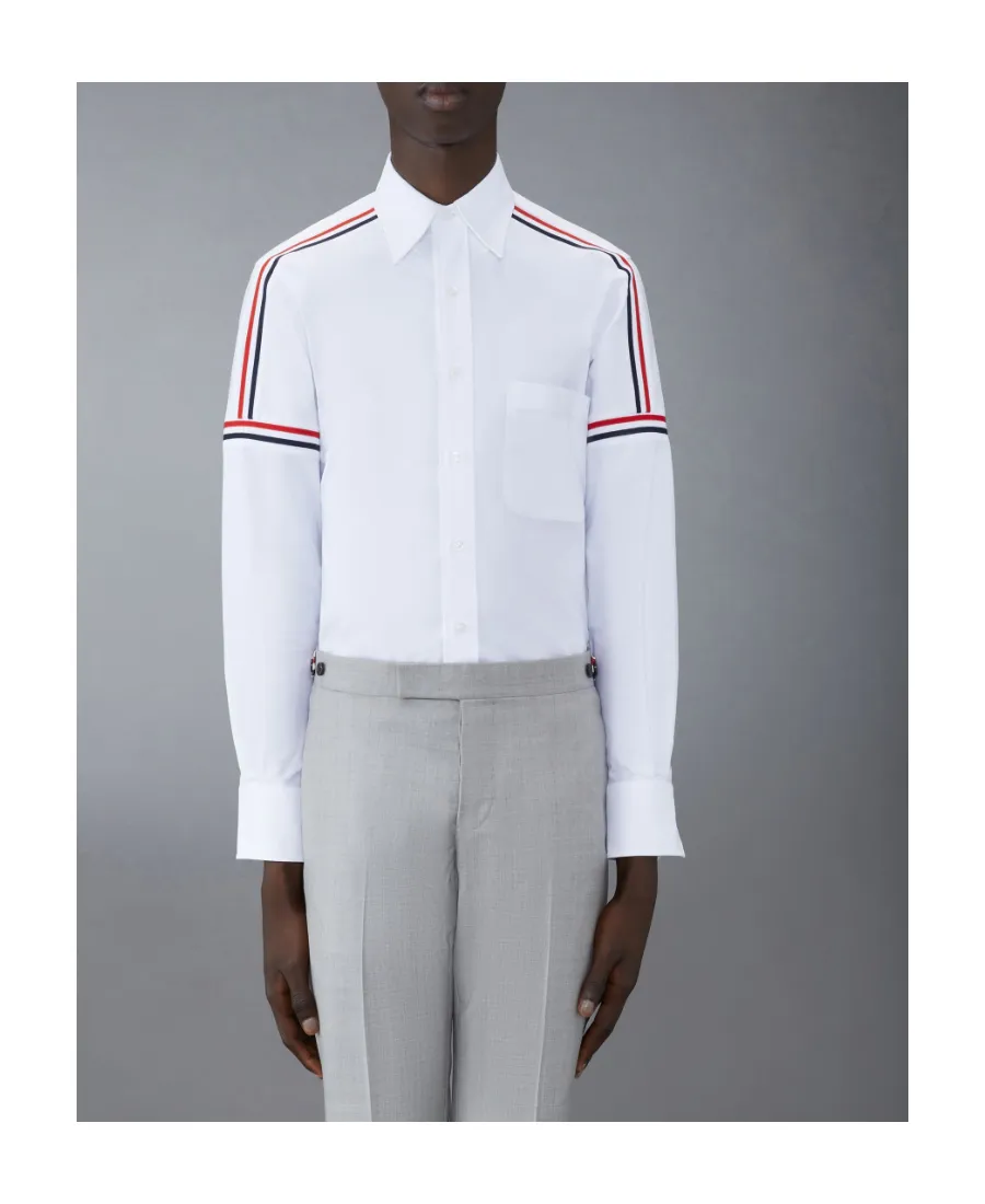 Stripe-Detail Long-Sleeve Shirt
