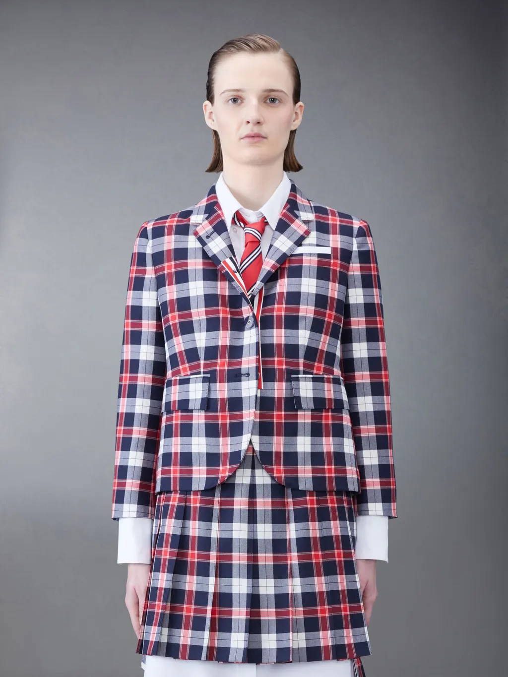 Tartan Buttoned Blazer
