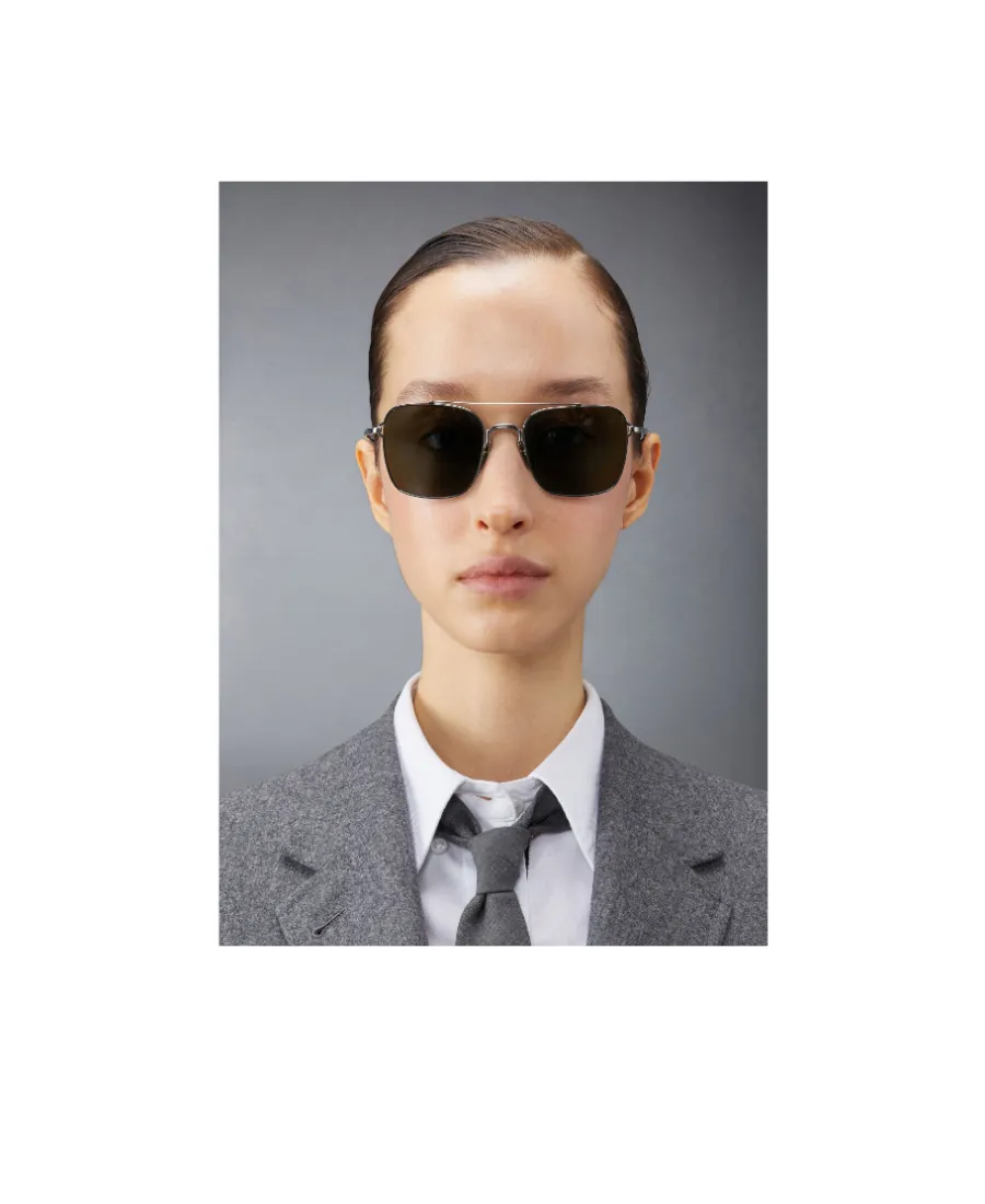 Raised-Bridge Square-Frame Sunglasses