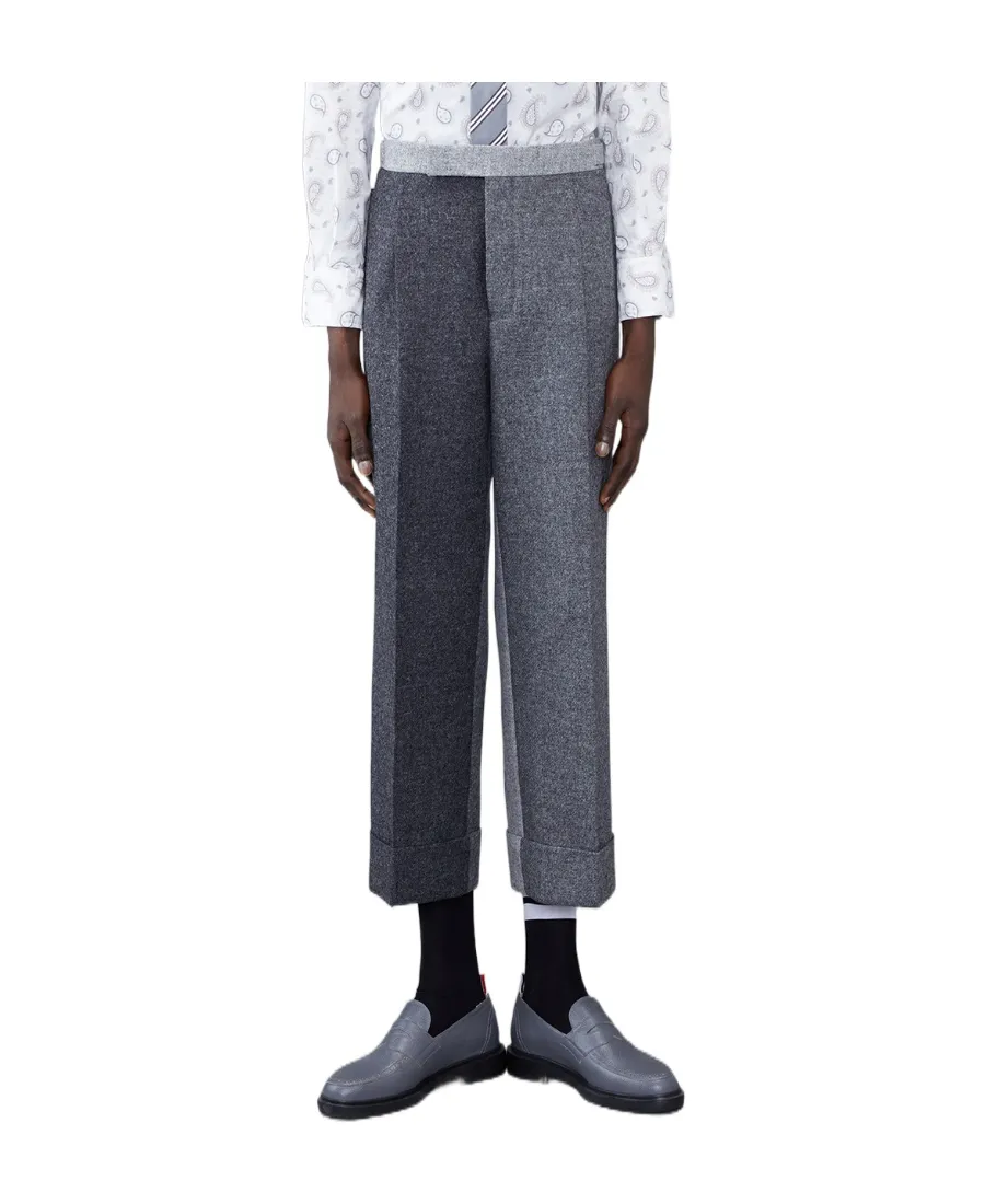 Mid-Rise Two-Toned Wide-Leg Trousers