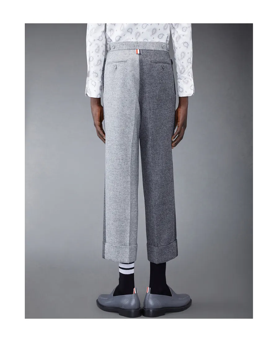 Mid-Rise Two-Toned Wide-Leg Trousers