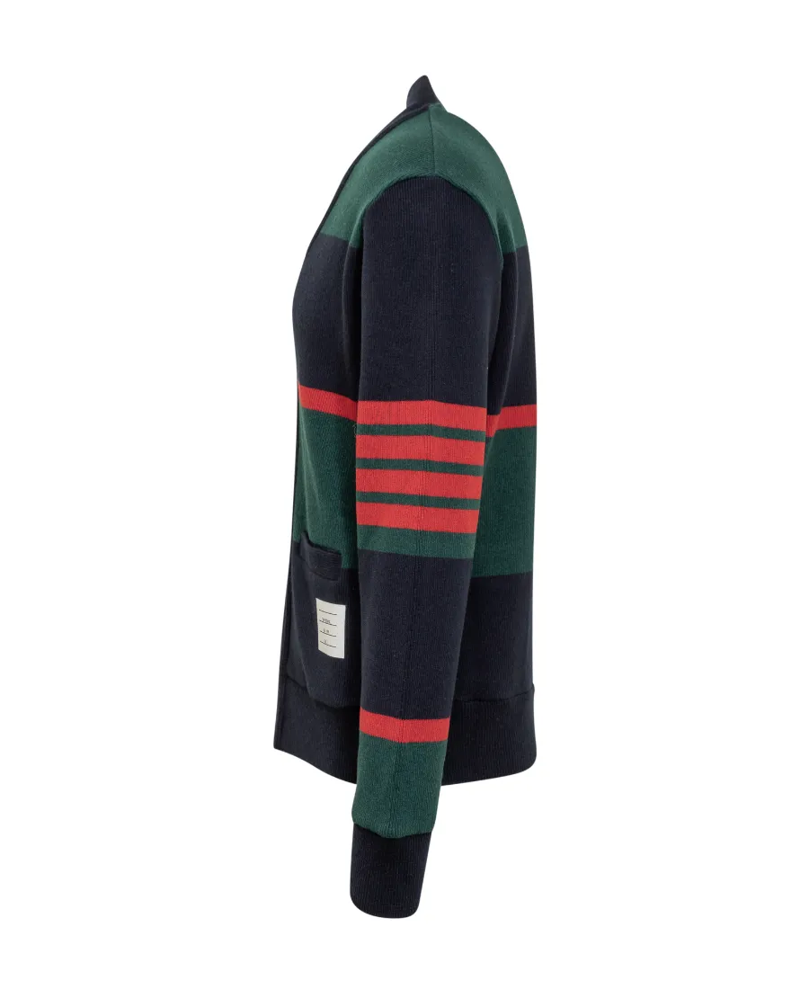 4-Bar Striped Knitted Cardigan