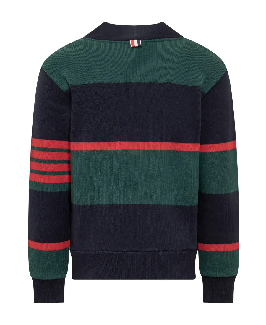 4-Bar Striped Knitted Cardigan