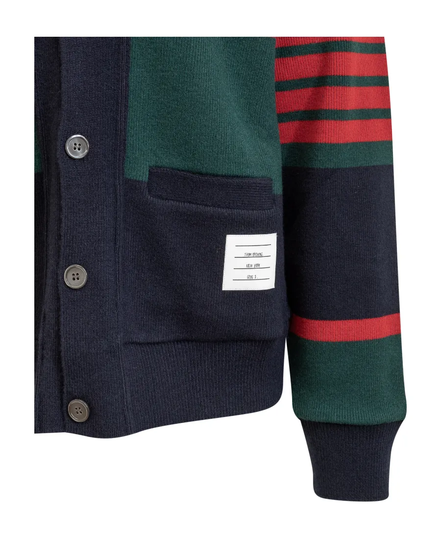 4-Bar Striped Knitted Cardigan