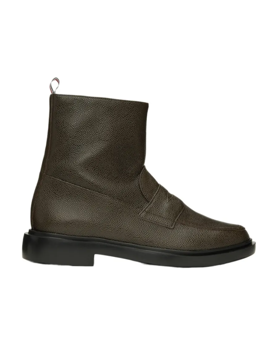 Penny-Loafer Leather Ankle Boots