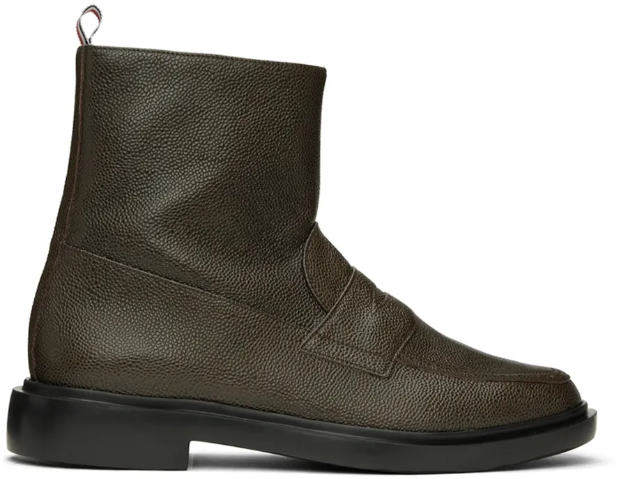 Penny-Loafer Leather Ankle Boots