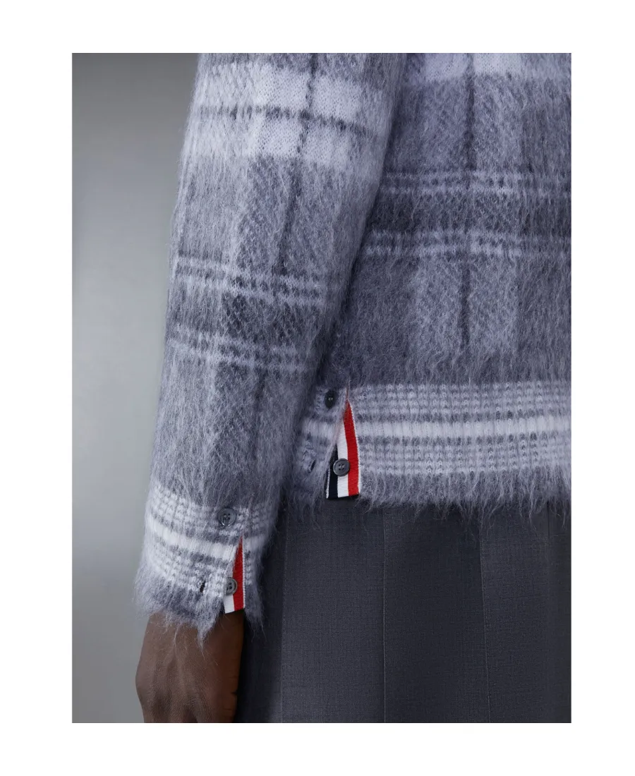 Textured Tartan Pattern Cardigan
