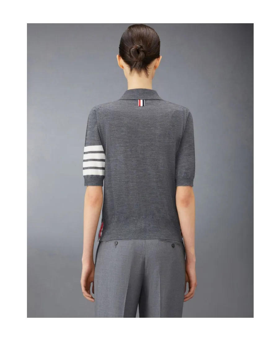 4-Bar Button Detailed Short-Sleeved Polo Shirt
