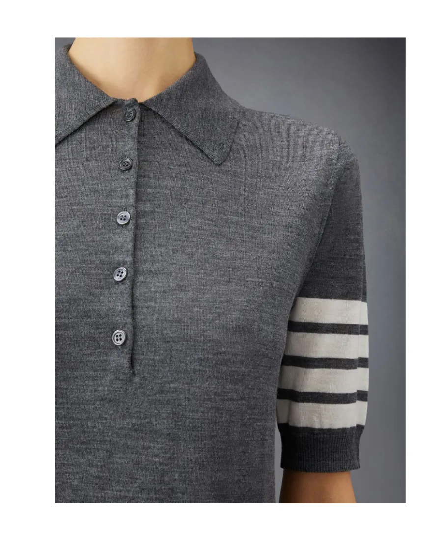 4-Bar Button Detailed Short-Sleeved Polo Shirt