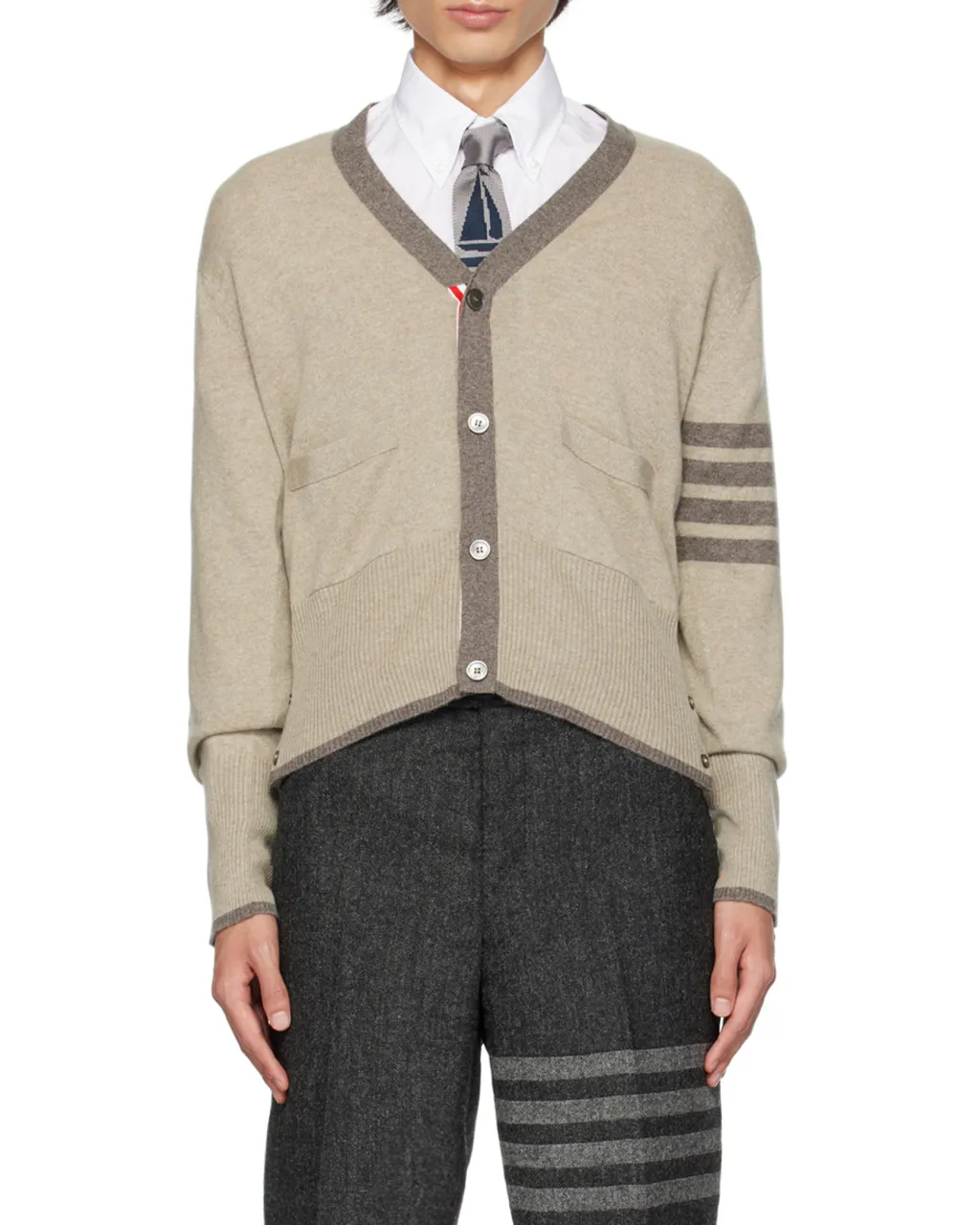4-Bar V-Neck Cardigan