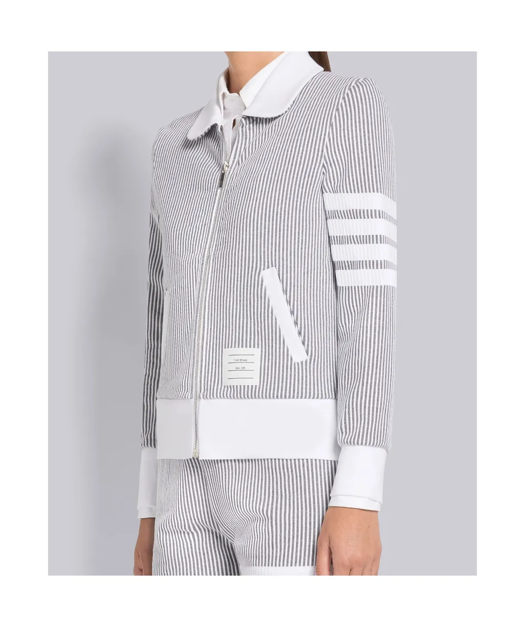Zip-Fastening Seersucker Jacket