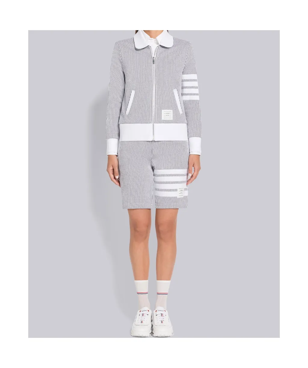 Zip-Fastening Seersucker Jacket