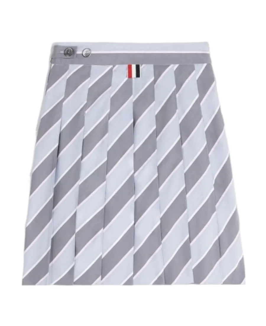 Stripe-Print Pleated Skirt