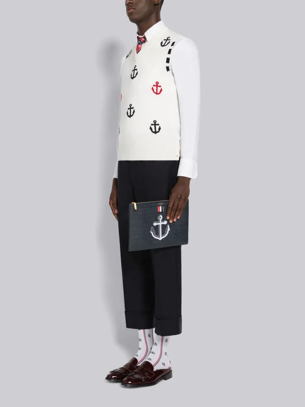 Anchor Embroidered Clutch