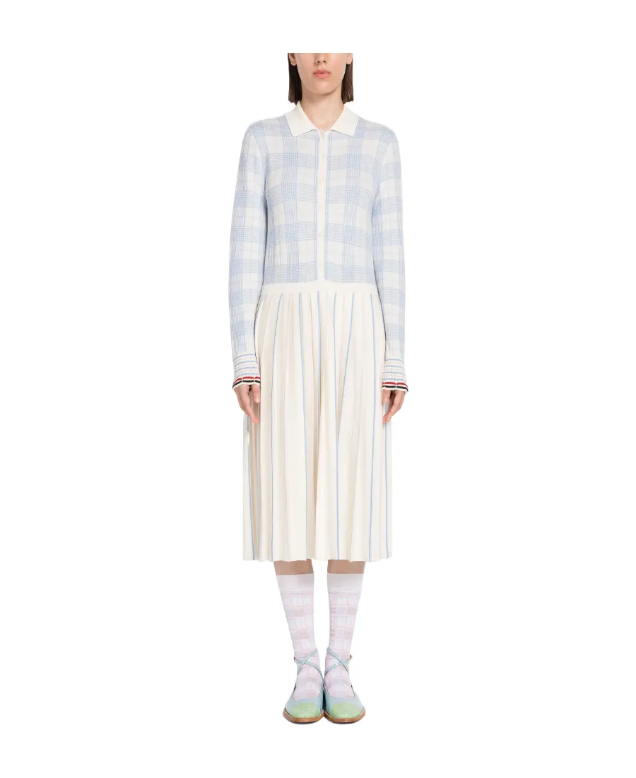 Checked Jacquard Wool Cardigan Dress