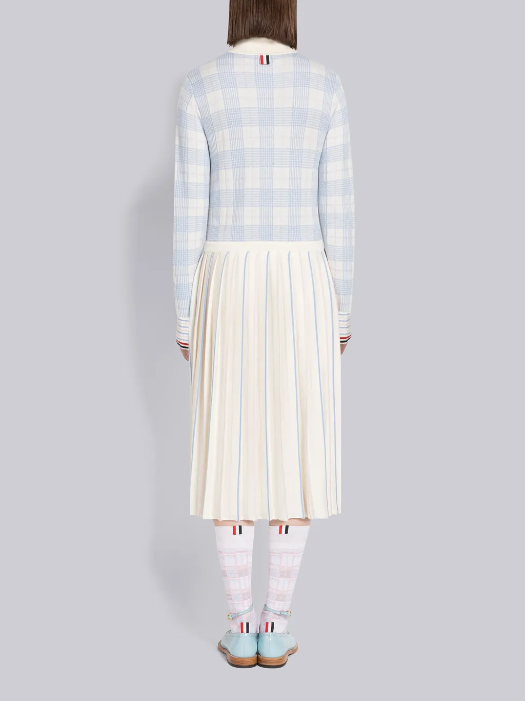 Checked Jacquard Wool Cardigan Dress