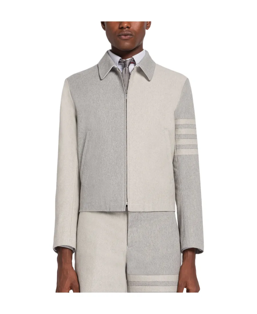 4-Bar Stripe Detailed Zipped Jacket
