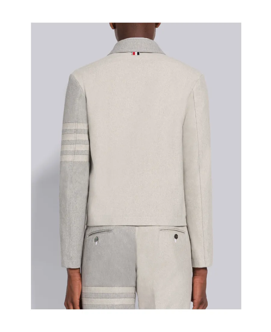 4-Bar Stripe Detailed Zipped Jacket