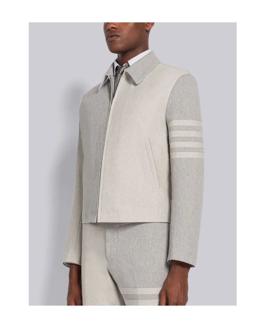 4-Bar Stripe Detailed Zipped Jacket
