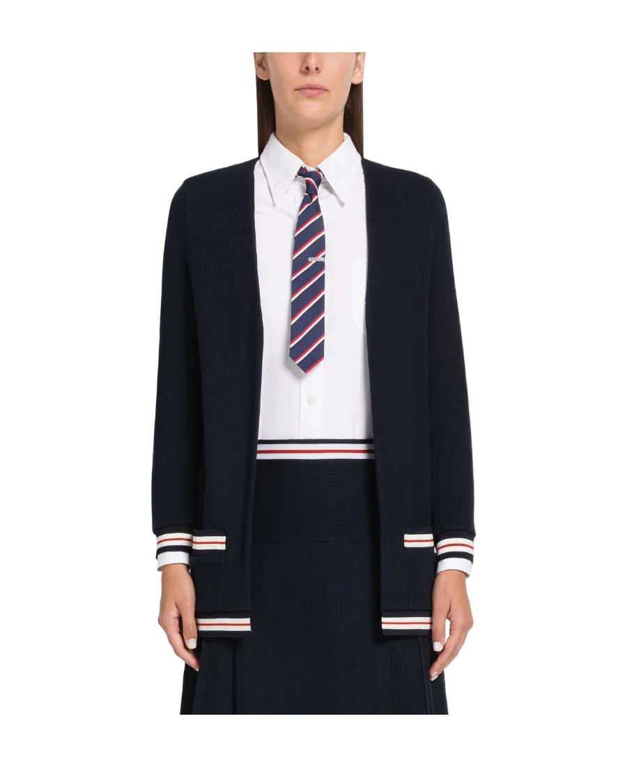 Rwb Striped Ribbed Long-Sleeve Cardigan