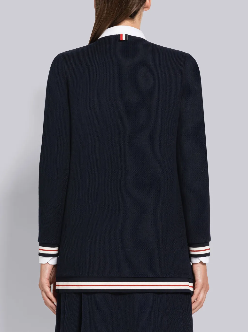 Rwb Striped Ribbed Long-Sleeve Cardigan