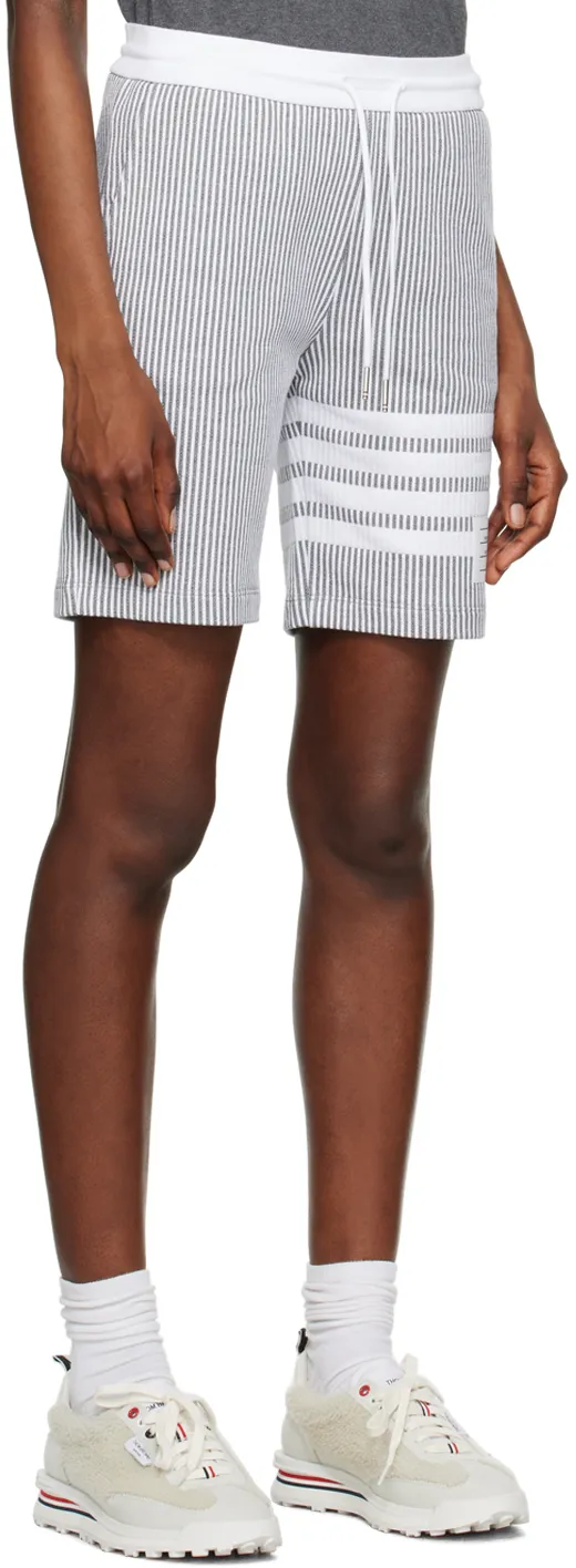 4-Bar Striped Seersucker Drawstring Shorts