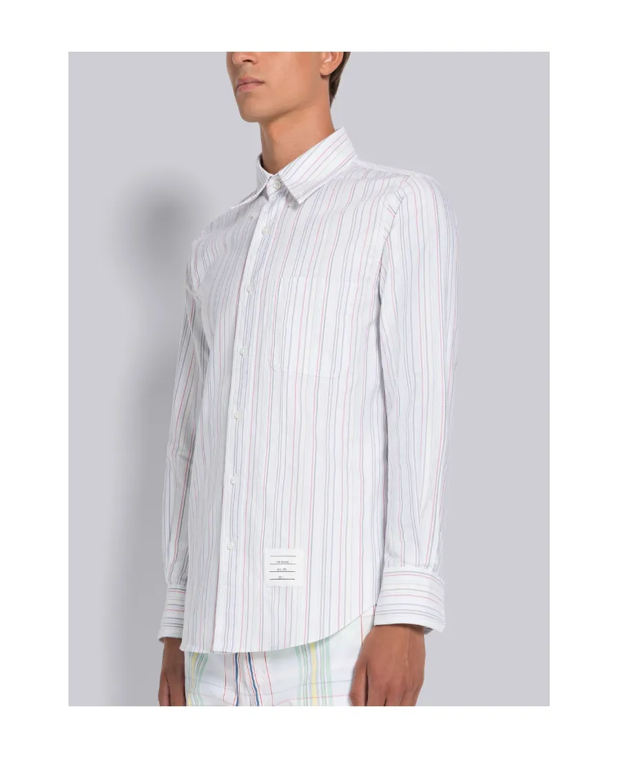 University-Striped Long-Sleeved Buttoned Shirt
