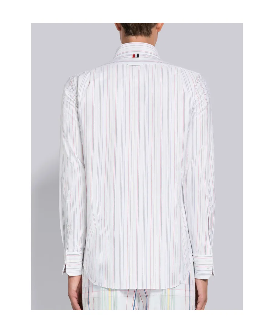 University-Striped Long-Sleeved Buttoned Shirt