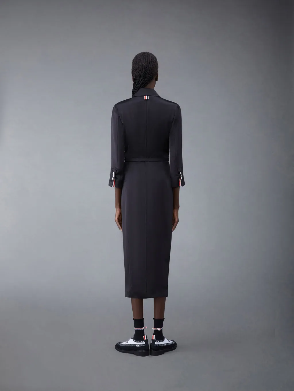 Belted-Waist Satin Shirtdress