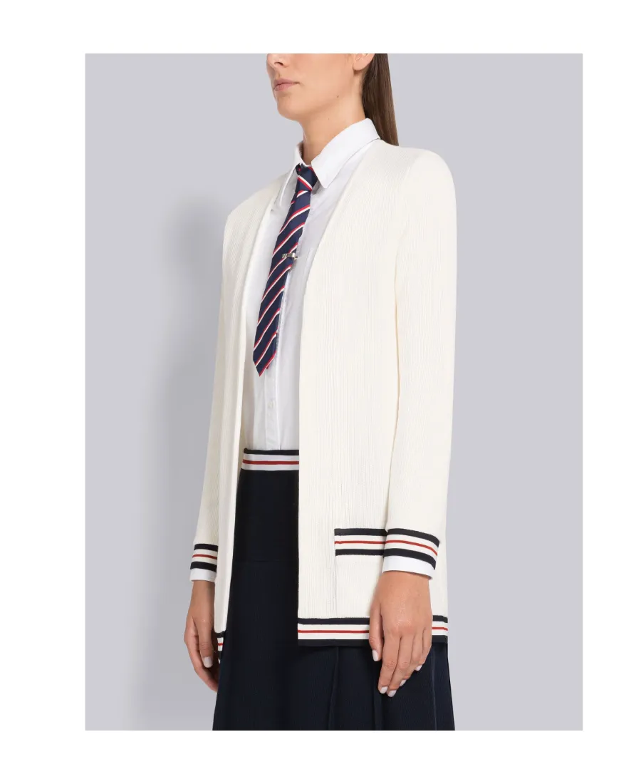 Rwb Striped Ribbed Long-Sleeve Cardigan