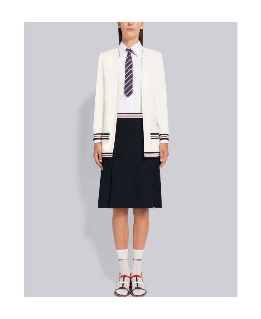 Rwb Striped Ribbed Long-Sleeve Cardigan
