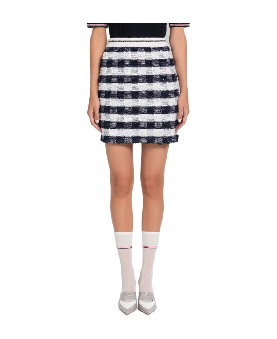 Gingham-Check Jacquard Miniskirt