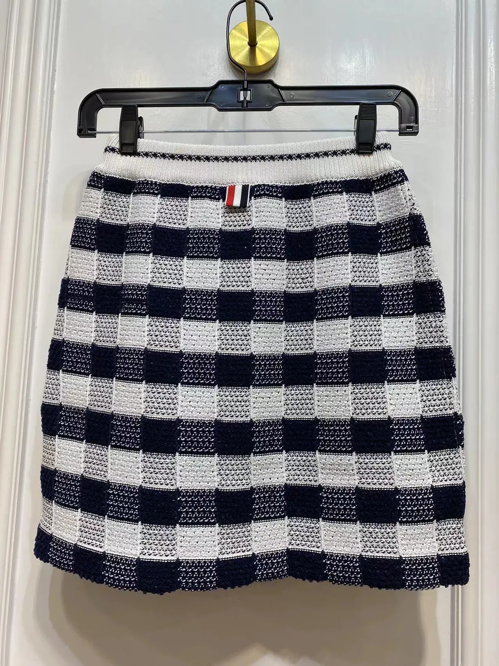Gingham-Check Jacquard Miniskirt